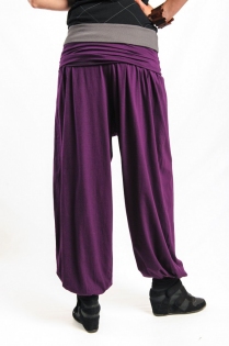 Pantalon harem basic uni v&ecirc;tement souple &agrave; taille confortable