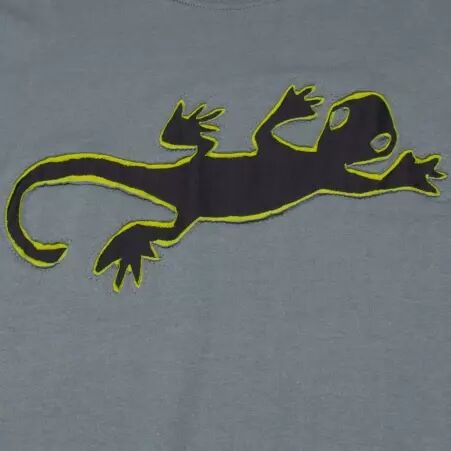 Tee shirt Lazy Gecko Fond Gris design Noir & Lime t-shirt gecko graphique gris