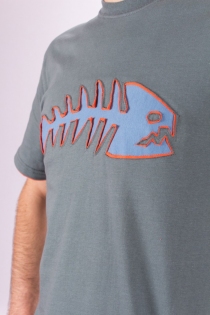 Tee shirt Poisson Fond Bleu min&eacute;ral design Bleu & Orange t-shirt poisson bleu min&eacute;ral accents orange