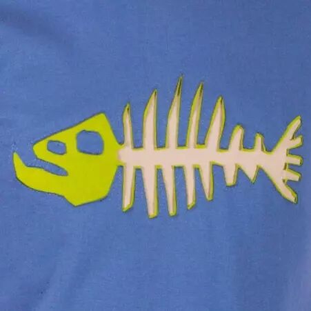 Tee shirt Poisson Darwin Fond Bleu design beige et vert t-shirt poisson fond bleu nuances naturelles