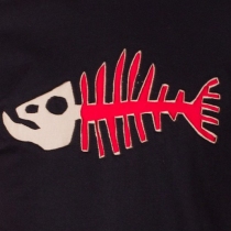 Tee shirt Poisson Darwin Fond Noir design Rouge & Beige t-shirt darwin noir contrastes chauds
