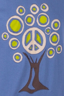 Tee shirt Tree Of Life Fond Bleu Petrol design Lime, Beige & Brun t-shirt arbre de vie bleu p&eacute;trole