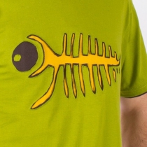 Tee shirt Trippy Fish Fond vert Lime design Jaune & Brun t-shirt fish trippy vert lime