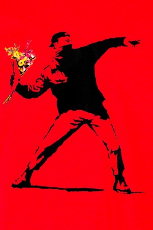 Tee shirt Hooligan Banksy Rouge tee-shirt banksy hooligan rouge punchy