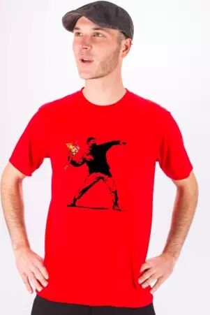 Tee shirt Hooligan Banksy Rouge tee-shirt banksy hooligan rouge punchy
