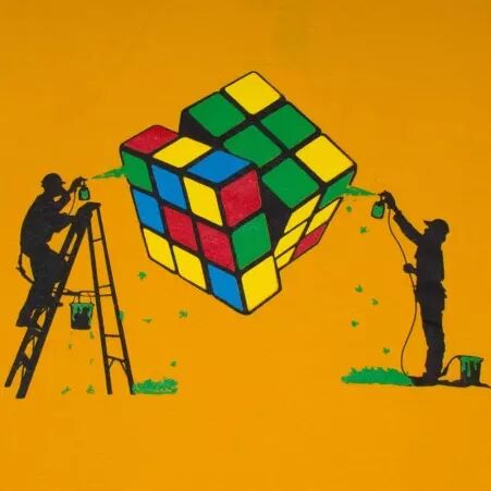Tee shirt Rubik's Cube Jaune tee-shirt jaune rubik's cube pop