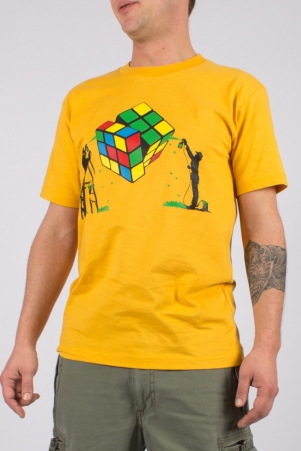 Tee shirt Rubik's Cube Jaune tee-shirt jaune rubik's cube pop