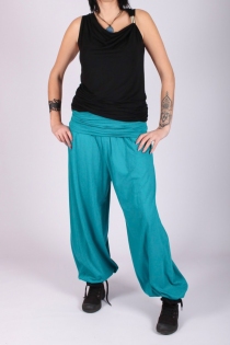 Pantalon harem basic uni v&ecirc;tement confortable &agrave; l'allure boh&egrave;me