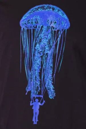 Tee shirt Jelly Fish Noir tee-shirt m�duse noir contraste puissant