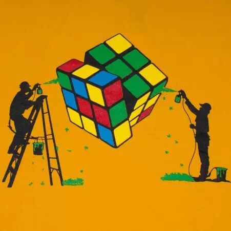 Tee shirt Rubik's Cube Jaune tee-shirt jaune rubik's cube pop
