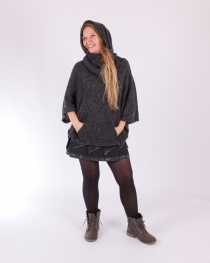 Poncho Lili gris ardoise v&ecirc;tement cocooning &agrave; la teinte ardoise profonde