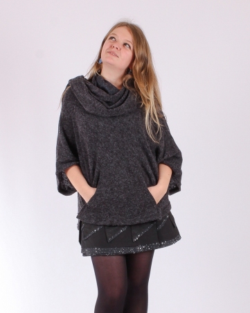 Poncho Lili gris ardoise poncho chaud � l'allure sobre et moderne