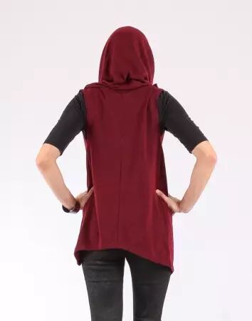 Gilet Yoko Lie de Vin cr�ation textile au caract�re affirm� et au tomb� naturel au rendu textur�