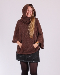 Poncho Lili chocolat v&ecirc;tement cocooning &eacute;l&eacute;gant