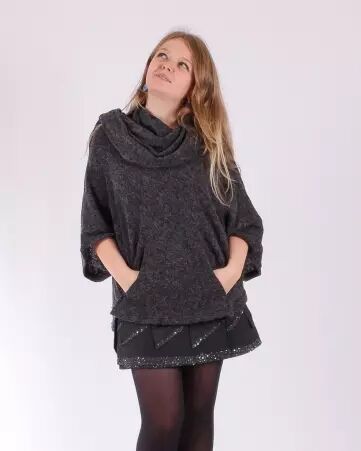 Poncho Lili gris ardoise poncho chaud � l'allure sobre et moderne