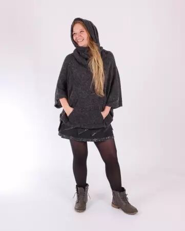 Poncho Lili gris ardoise poncho chaud � l'allure sobre et moderne