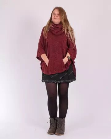 Poncho Lili lie de vin poncho cocooning au ton bordeaux