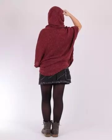 Poncho Lili lie de vin poncho cocooning au ton bordeaux