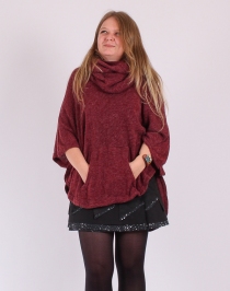 Poncho Lili lie de vin poncho cocooning au ton bordeaux