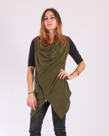 Gilet Yoko Olive pi�ce mode � l'esth�tique �pur�e et facile � associer � l'esprit urbain