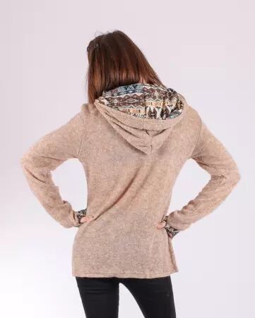 Gilet Madura� Hoodie Beige maille douce au toucher confortable et � l'allure actuelle