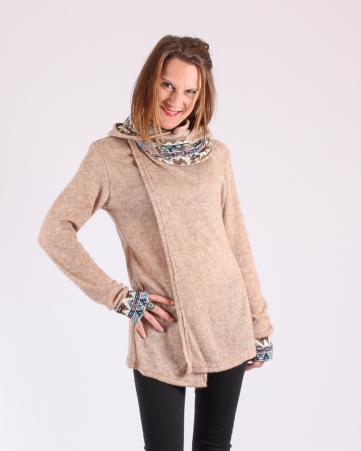 Gilet Madura� Hoodie Beige maille douce au toucher confortable et � l'allure actuelle