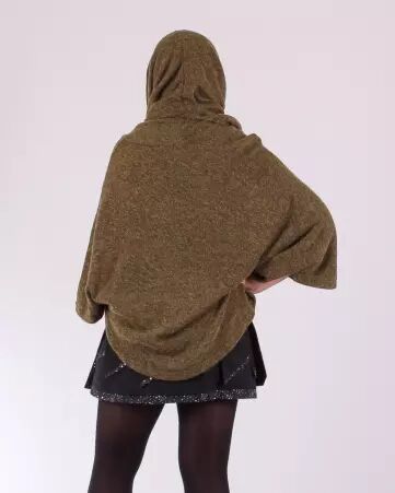 Poncho Lili kaki poncho doux et enveloppant
