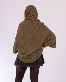 Poncho Lili kaki v&ecirc;tement chaud au style v&eacute;g&eacute;tal