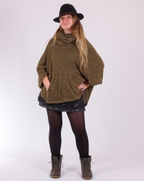 Poncho Lili kaki pi&egrave;ce mode hivernale confortable