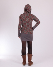 Robe Cocoon Indian style bordeau robe cocoon bordeaux imprim&eacute;e