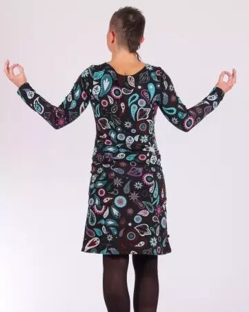 Robe Winter Owl noire robe fluide sombre au graphisme animal