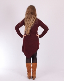 Tunique basique et asym&eacute;trique imprim&eacute; Retro Bordeaux tunique r&eacute;tro bordeaux coupe asym&eacute;trique