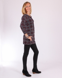 Pull tunique imprim&eacute; Inspire rouge pi&egrave;ce artistique dynamique