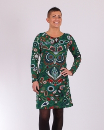 Robe Winter Owl verte robe fluide boh&egrave;me aux nuances vertes