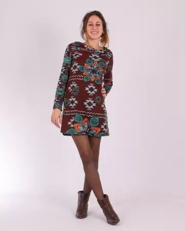 Robe Sarah vert brun robe fluide aux tons naturels