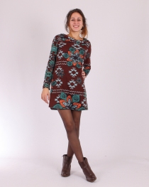 Robe Sarah vert brun robe fluide aux tons naturels