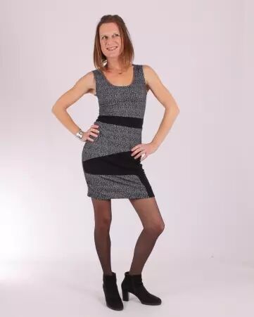 Robe Betty style Square spirale noir robe noire � motif spiral�