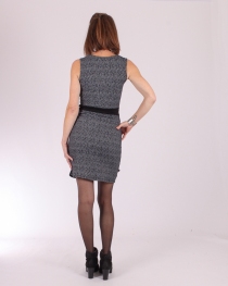 Robe Betty style Square spirale noir robe fluide graphique