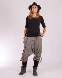 Sarouel court City Straps Pied de poule sarouel urbain pied de poule