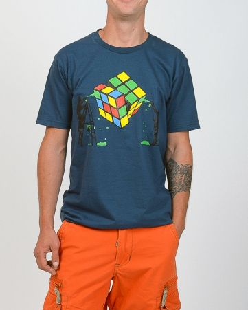 Tee shirt Rubik's Cube Bleu P�trol tee-shirt rubik's cube bleu p�trole