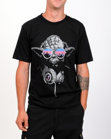 Tee shirt Yoda Noir tee-shirt noir motif yoda