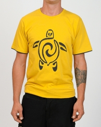 Tee shirt Tortue Jaune et Brun t-shirt tortue jaune brun contraste naturel