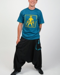 Tee shirt Dj Fond Bleu design Jaune t-shirt dj bleu illustration jaune