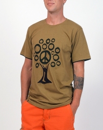 Tee shirt Tree Peace fond Beige design brun t-shirt arbre paix beige brun