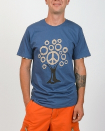 Tee shirt Tree Peace fond Bleu design beige t-shirt arbre paix bleu beige