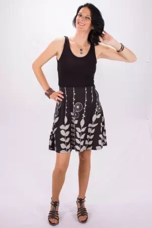 Robe Paquita courte Digital Flower noire imprim� floral