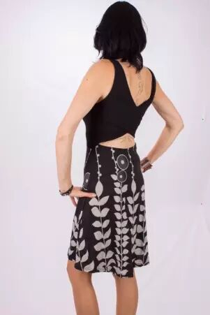 Robe Paquita courte Digital Flower noire imprim� floral