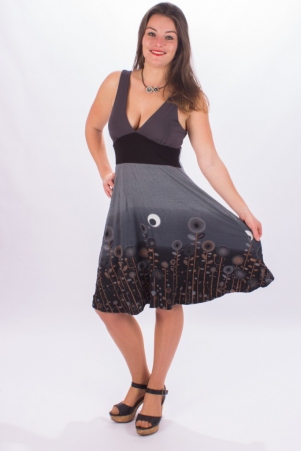 Robe Nouna Jungle Paradise gris motif jungle