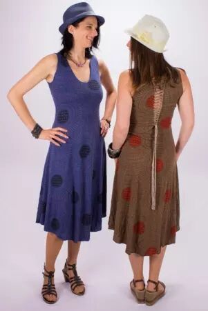 Robe Papaya longue Mandala Circle bleu � motif circulaire