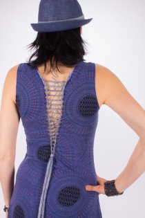 Robe Papaya longue Mandala Circle bleu coupe fluide